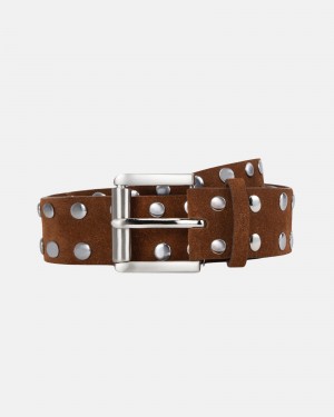 Stüssy 8 Ball Studded Belt Riem Unisex Bruin | JN19-S9-BF