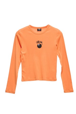 Stüssy 8ball Ls Rib Tee T-Shirts L/S Dames Abrikoos | NL55-F2-JR