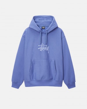 Stüssy Basic Applique Hoodie Long Sleeve Sweatshirt Unisex Storm | CI32-E3-ML