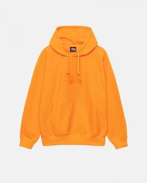 Stüssy Basic Applique Hoodie Long Sleeve Sweatshirt Unisex Tangerine | RW23-Y0-ZN