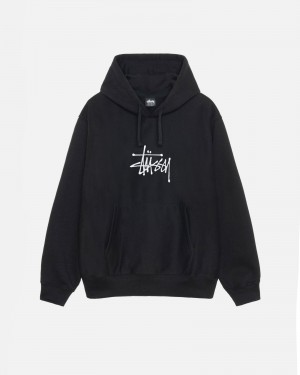 Stüssy Basic Applique Hoodie Long Sleeve Sweatshirt Unisex Zwart | DO79-J4-GM