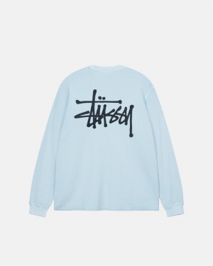 Stüssy Basic Stock Ls Thermal Long Sleeve Knit Heren Lichtblauw | TZ46-J9-PI