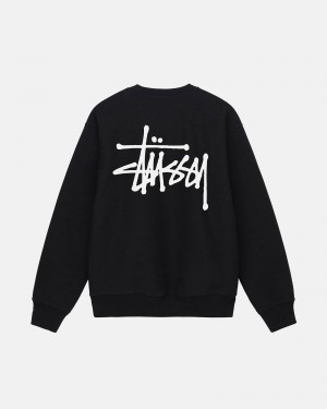 Stüssy Basic Stussy Crew Long Sleeve Sweatshirt Unisex Zwart | IK55-D0-BN