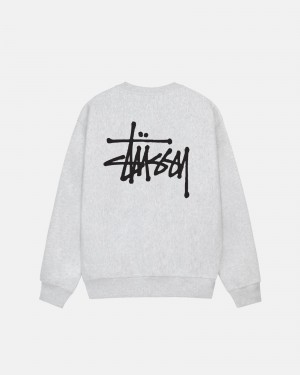 Stüssy Basic Stussy Crew Long Sleeve Sweatshirt Unisex Ash Heather | FU12-R9-TE