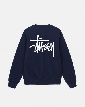 Stüssy Basic Stussy Crew Long Sleeve Sweatshirt Unisex Donkerblauw | FV32-L0-VL