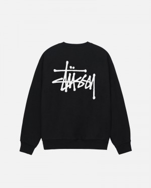 Stüssy Basic Stussy Crew Long Sleeve Sweatshirt Unisex Zwart | NH70-X5-UA