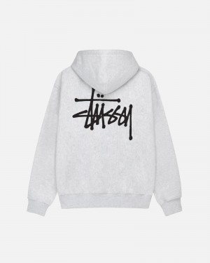 Stüssy Basic Stussy Hoodie Long Sleeve Sweatshirt Unisex Ash Heather | XW82-X4-PD