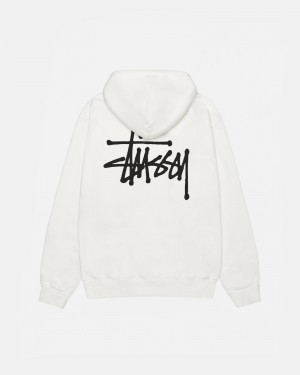 Stüssy Basic Stussy Hoodie Pigment Dyed Long Sleeve Sweatshirt Unisex Natural | JE69-G7-FI