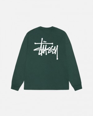 Stüssy Basic Stussy LS Tee Pigment Dyed Long Sleeve T-Shirt Unisex Forest | TT77-R2-JS