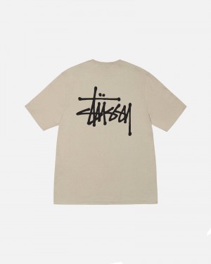 Stüssy Basic Stussy Tee Short Sleeve T-Shirt Unisex Khaki | RZ98-O1-OC