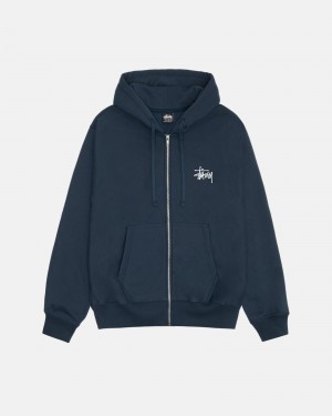 Stüssy Basic Stussy Zip Hoodie Long Sleeve Sweatshirt Unisex Donkerblauw | PN60-I0-YD