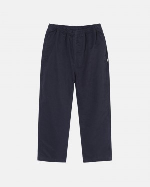 Stüssy Beach Pant Brushed Katoenen Broek Unisex Donkerblauw | JE12-S4-MR