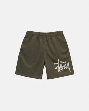 Stüssy Big Basic Mesh Kort Korte Broek Heren Olijfgroen | FU79-X2-PR