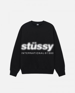 Stüssy Blur Crew Long Sleeve Sweatshirt Unisex Zwart | FN63-W1-NI