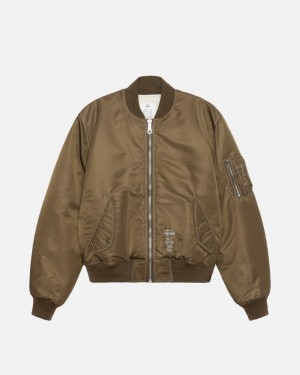 Stüssy Built Reversible Bomber Jacket Long Sleeve Outerwear Unisex Bruin | SE86-Y3-QS