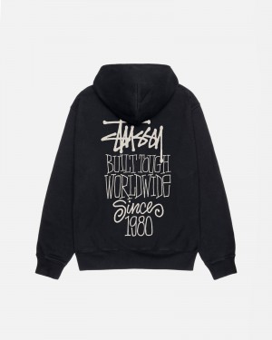 Stüssy Built Tough Hoodie Pigment Dyed Long Sleeve Sweatshirt Unisex Zwart | HI03-V7-YK