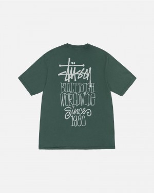 Stüssy Built Tough Tee Pigment Dyed Short Sleeve T-Shirt Unisex Forest | AM97-L5-FD