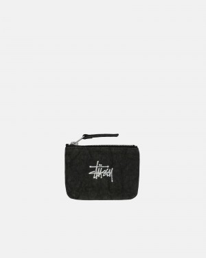 Stüssy Canvas Coin Pouch Portemonnee Unisex Zwart | DS85-M5-IL