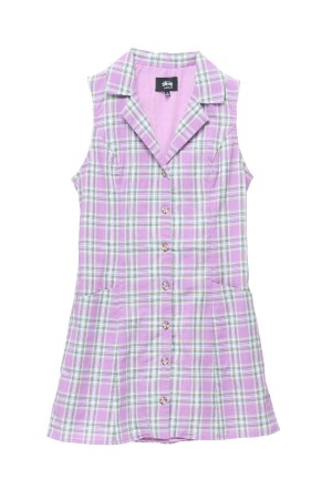 Stüssy Check Tie Back Jurken Dresses & Jumpsuits Dames Orchid | CR85-H1-LD