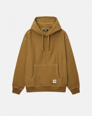 Stüssy Contrast Stitch Label Hoodie Long Sleeve Sweatshirt Unisex Olijfgroen | PL33-I4-FK