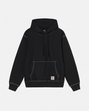 Stüssy Contrast Stitch Label Hoodie Long Sleeve Sweatshirt Unisex Zwart | TJ75-V1-TD