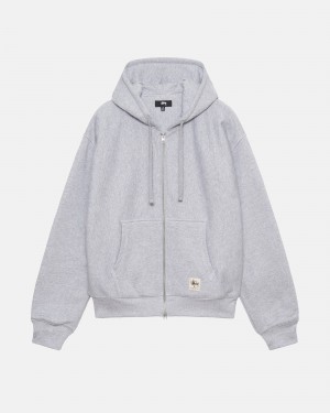 Stüssy Double Face Label Zip Hoodie Long Sleeve Sweatshirt Unisex Grijs | WH47-Y1-DM