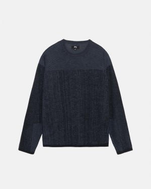 Stüssy Engineered Panel Trui Long Sleeve Sweater Unisex Donkerblauw | RN11-T4-JX