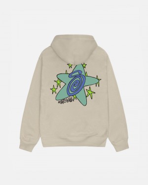 Stüssy Galaxy Hoodie Long Sleeve Sweatshirt Unisex Khaki | IE97-Z0-LC