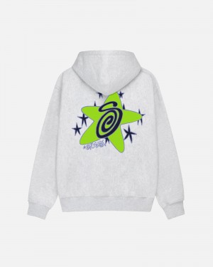 Stüssy Galaxy Hoodie Long Sleeve Sweatshirt Unisex Ash Heather | XD99-F8-NA