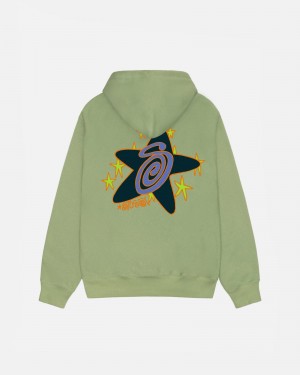 Stüssy Galaxy Hoodie Long Sleeve Sweatshirt Unisex Moss | JP19-I4-II