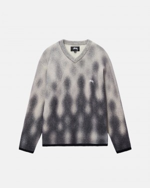 Stüssy Gradient Dot Brushed Trui Long Sleeve Sweater Unisex Grijs | HY52-L3-ZL