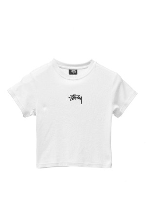 Stüssy Graffiti Rib Tee Tees Dames Wit | KR53-H6-FJ