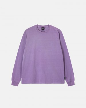 Stüssy Heavyweight Pigment Dyed Ls Crew Long Sleeve Knit Unisex Lavendel | YU46-Z2-QM