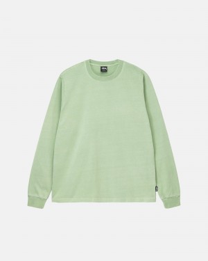 Stüssy Heavyweight Pigment Dyed Ls Crew Long Sleeve Knit Unisex Groen | QS30-W7-DM