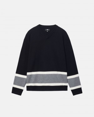 Stüssy Hockey Trui Long Sleeve Sweater Unisex Zwart | IA50-O2-LN