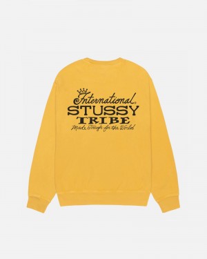 Stüssy IST Crew Pigment Dyed Long Sleeve Sweatshirt Unisex Honey | UC27-X1-TO