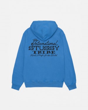 Stüssy IST Hoodie Pigment Dyed Long Sleeve Sweatshirt Unisex Blauw | RS61-T5-EZ