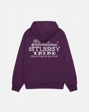 Stüssy IST Hoodie Pigment Dyed Long Sleeve Sweatshirt Unisex Paars | CS62-K4-DD