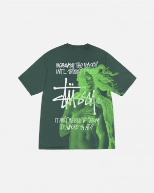 Stüssy Ist Venus Pigment Dyed Tee Short Sleeve T-Shirt Unisex Forest | GX37-V9-IX