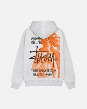 Stüssy Ist Venus Zip Hoodie Long Sleeve Sweatshirt Unisex Ash Heather | BP50-J1-BZ