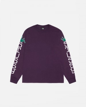 Stüssy Jumbo LS Tee Pigment Dyed Long Sleeve T-Shirt Unisex Paars | ZY77-J5-EZ