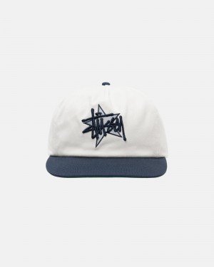 Stüssy Mid-Depth Basic Star Strapback Ball Cap Unisex Wit | LQ62-K6-RN