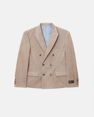 Stüssy Mix Wale Corduroy Double-Breasted Blazer Long Sleeve Outerwear Unisex Sand | SW48-E9-ON