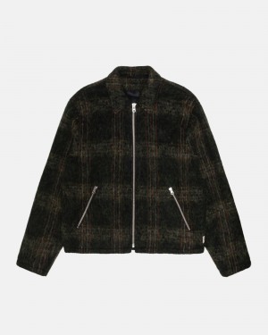 Stüssy Mohair Club Jacket Long Sleeve Outerwear Unisex Olijfgroen | DJ76-L2-JY