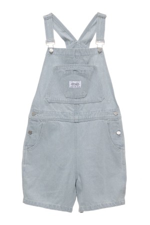 Stüssy Nevada Denim Kort Overall Shorts & Pants Dames Wit Lichtturkoois | HD09-A8-CQ