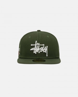 Stüssy New Era 59Fifty Authentic Ball Cap Unisex Olijfgroen | ZP69-U8-EU