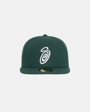 Stüssy New Era 59Fifty Curly S Ball Cap Unisex Groen | HF66-V2-MS