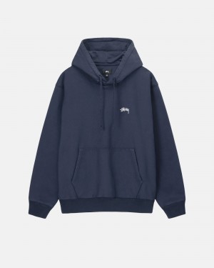 Stüssy Overdyed Stock Logo Hoodie Long Sleeve Sweatshirt Unisex Donkerblauw | ZP38-J9-HG