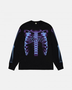 Stüssy Rib Cage 3M Ls Tee Long Sleeve T-Shirt Unisex Zwart | VQ57-Y3-RT