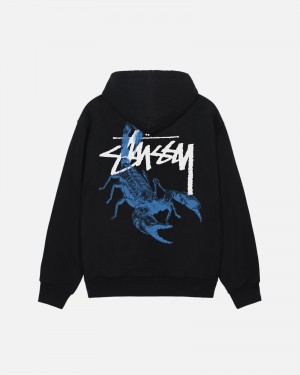 Stüssy Scorpion Zip Hoodie Long Sleeve Sweatshirt Unisex Zwart | IU54-U1-SB